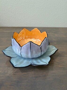 Vtg Noritake Lusterware Lotus Bowl With Under Plate Great Condition